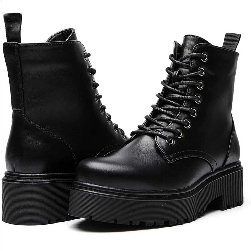 Black combat boots